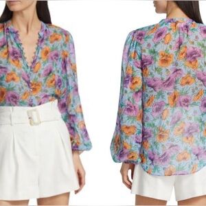 Veronica Beard Syden Floral Silk Top